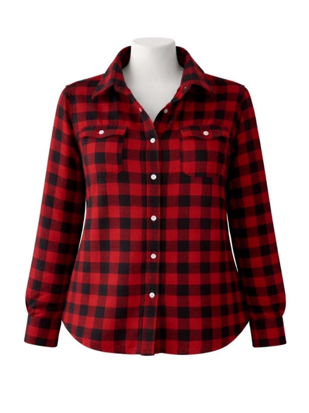 Size L Tailor Vintage Women’s Buffalo Plaid Flannel Button Front Shirt Top Red